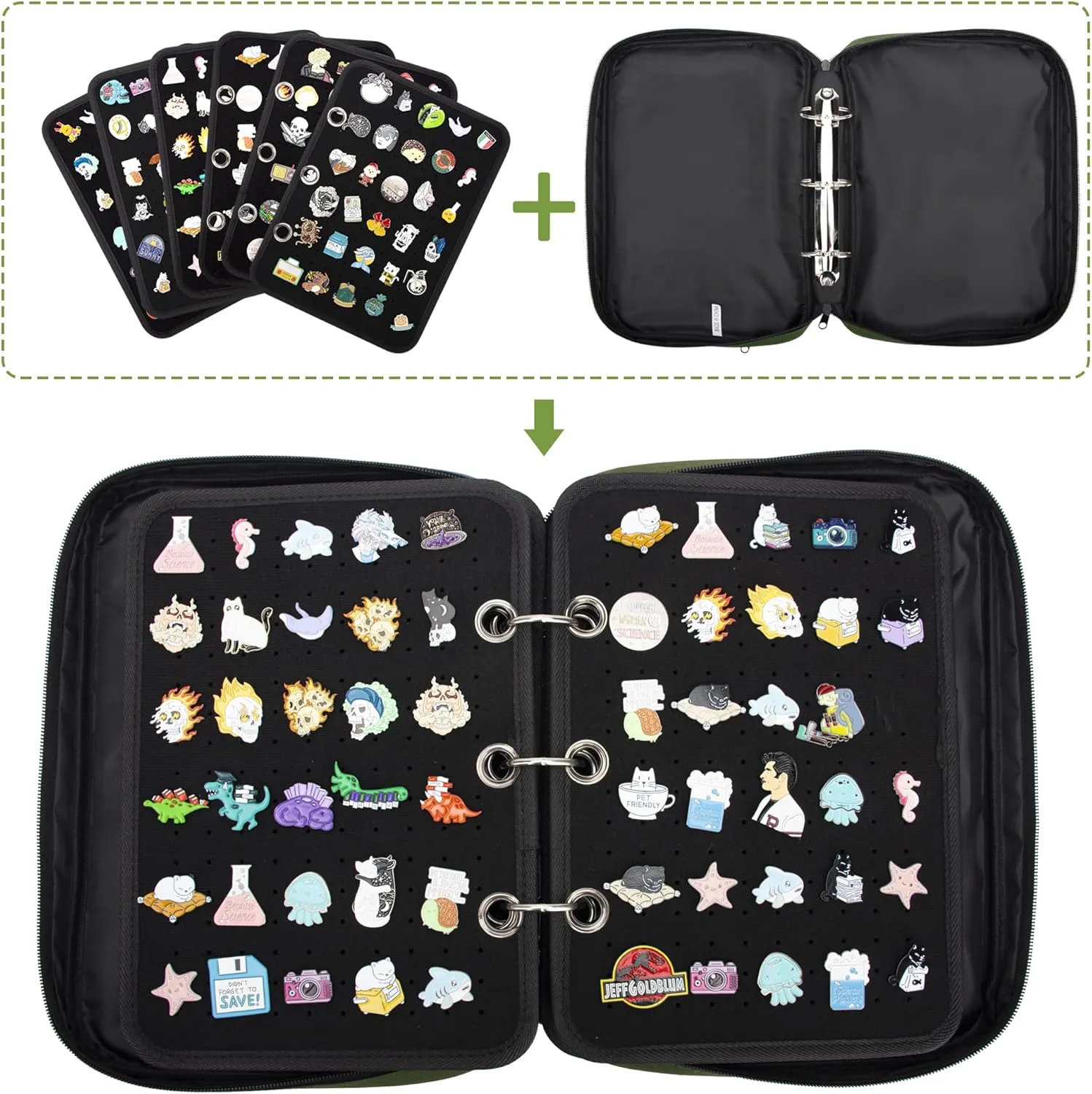 PACMAXI Enamel Pin Display Case, Pins Storage Organizer, Travel Brooch Display Bag