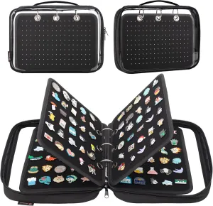 PACMAXI Enamel Pin Display Case, Pins Storage Organizer, Travel Brooch Display Bag