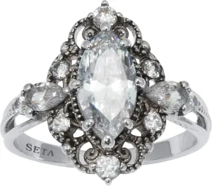 PalmBeach Platinum-plated Marquise Cut Cubic Zirconia Ring Sizes 6-10