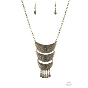 Paparazzi Go STEER-Crazy Brass Necklace & Earrings Set