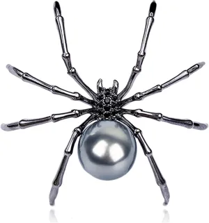Parts Express Victorian Style Mother of Pearl Body and Micro Pave Spider Brooches Pins Silver Tone Goth Accessories Pins for Backpacks Aesthetic Brooch (black)