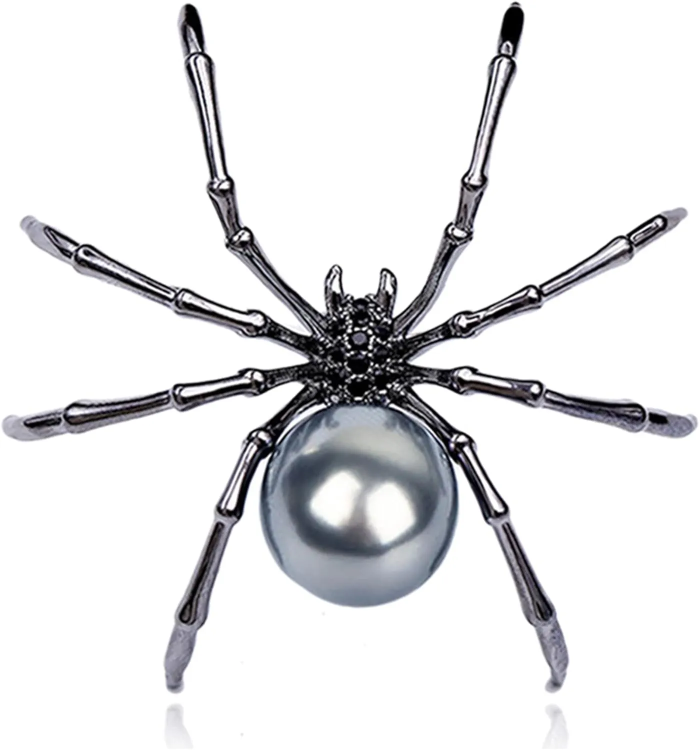 Parts Express Victorian Style Mother of Pearl Body and Micro Pave Spider Brooches Pins Silver Tone Goth Accessories Pins for Backpacks Aesthetic Brooch (black)