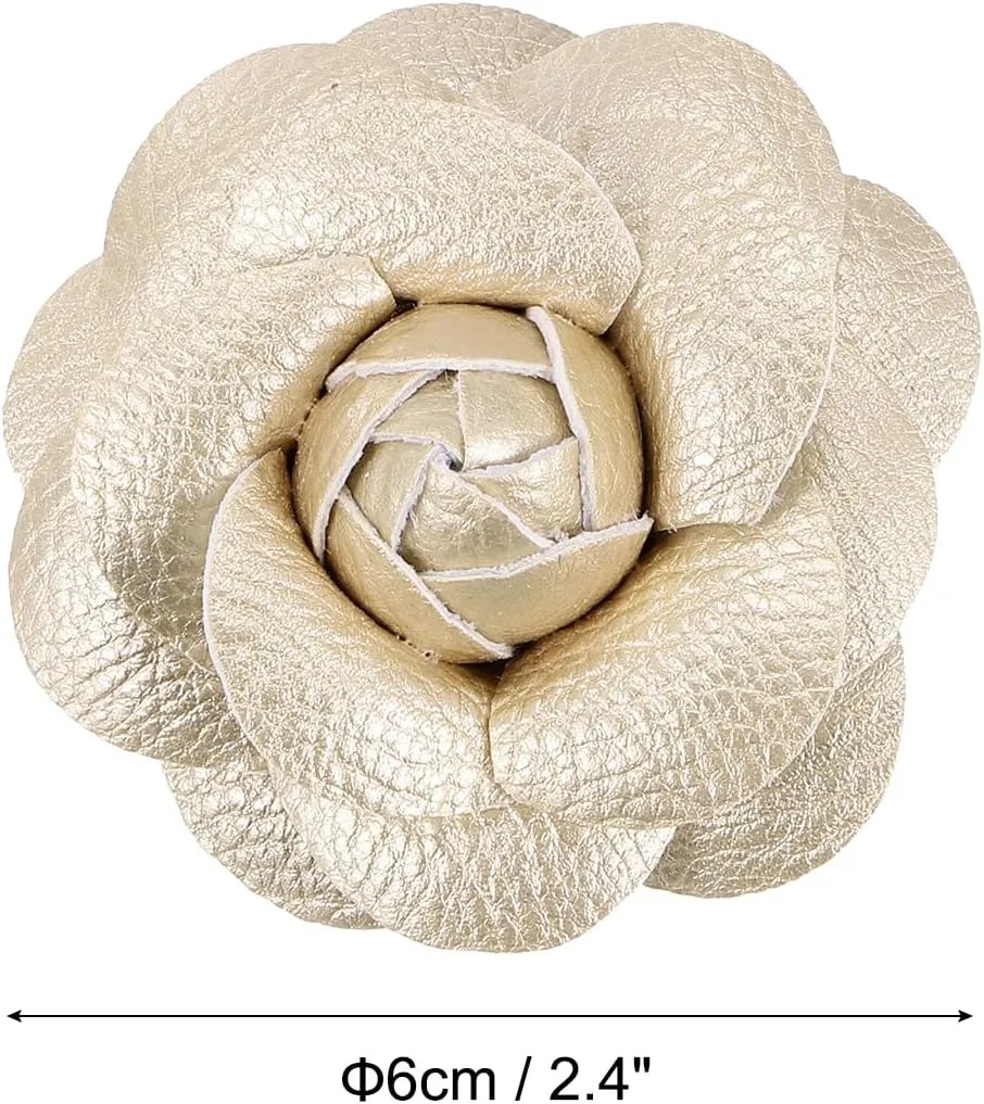 PATIKIL Flower Hair Clips, Camellia Hairpin Floral Brooches Pin Handmade Leather Flower Brooch for Lady Bridal Women Hat Dress