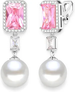Pearl Clip-On Earrings for Women/Bride Dangle - Wedding Clip-Earrings For Women Bridal Bridesmaid Brides Girls, Women'S Clip-On Earrings Dangling, Non Pierced Women'S Drop & Dangle Earrings