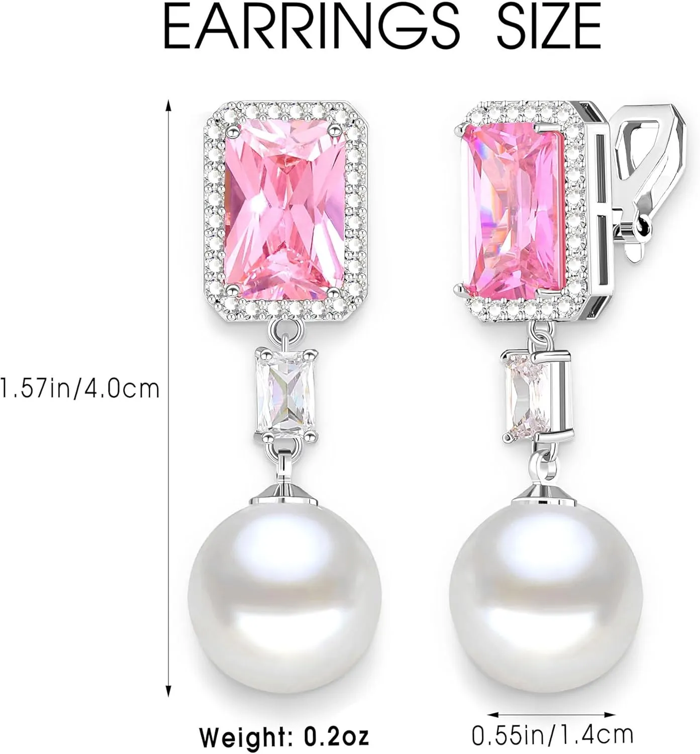 Pearl Clip-On Earrings for Women/Bride Dangle - Wedding Clip-Earrings For Women Bridal Bridesmaid Brides Girls, Women'S Clip-On Earrings Dangling, Non Pierced Women'S Drop & Dangle Earrings