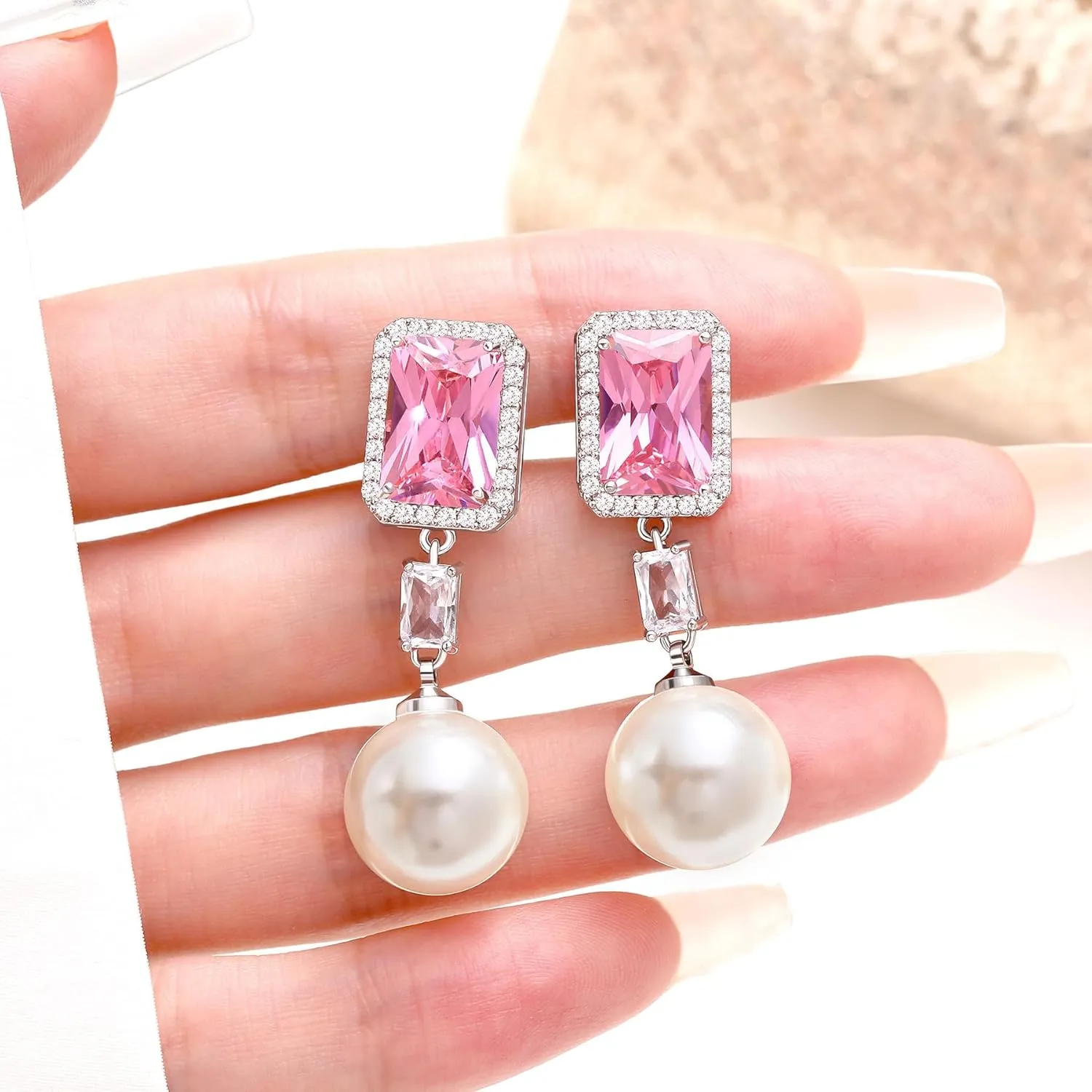 Pearl Clip-On Earrings for Women/Bride Dangle - Wedding Clip-Earrings For Women Bridal Bridesmaid Brides Girls, Women'S Clip-On Earrings Dangling, Non Pierced Women'S Drop & Dangle Earrings