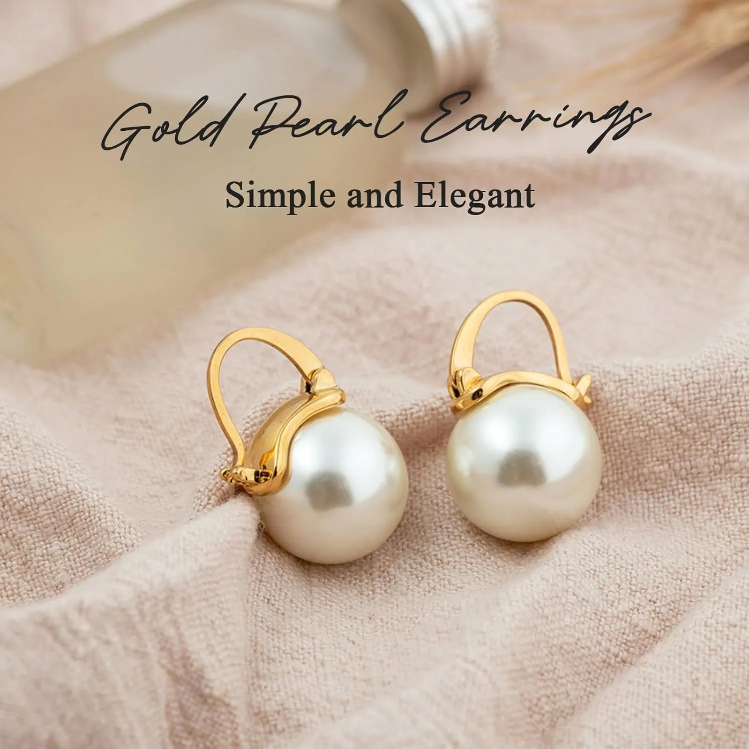 Pearl Earrings for Women 14K Gold Plated Hypoallergenic Pearl Earrings 5A Cubic Zirconia Dangle Earrings Elegant Jewelry