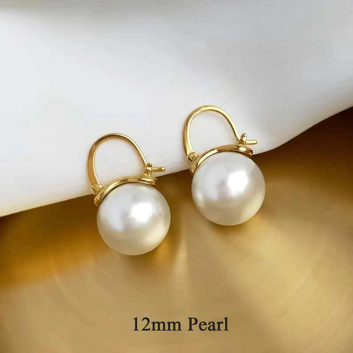 Pearl Earrings for Women 14K Gold Plated Hypoallergenic Pearl Earrings 5A Cubic Zirconia Dangle Earrings Elegant Jewelry