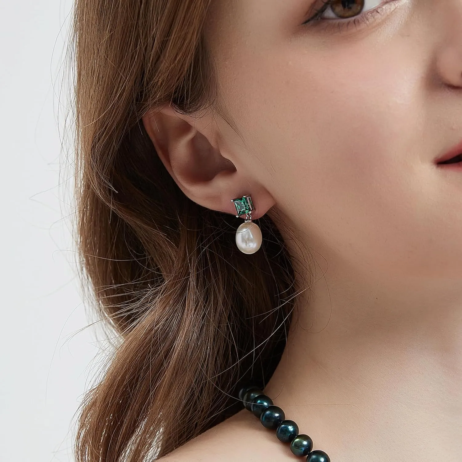 Pearl Earrings, Freshwater/Saltwater Cultured Baroque Pearls, 925 Sterling Silver Drop & Dangle Earrings, Gem Quality CZ Birthstone, Anniversary Birthday Jewelry Gifts for Women
