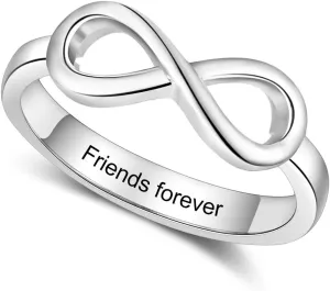 Personalized Infinity BFF Rings for Best Friends  Sterling Silver Custom Name Pinky Promise Rings for Women  Matching Friendship Rings & Unique Birthday Gifts for Girlfriend, Sister, or Bridesmaid