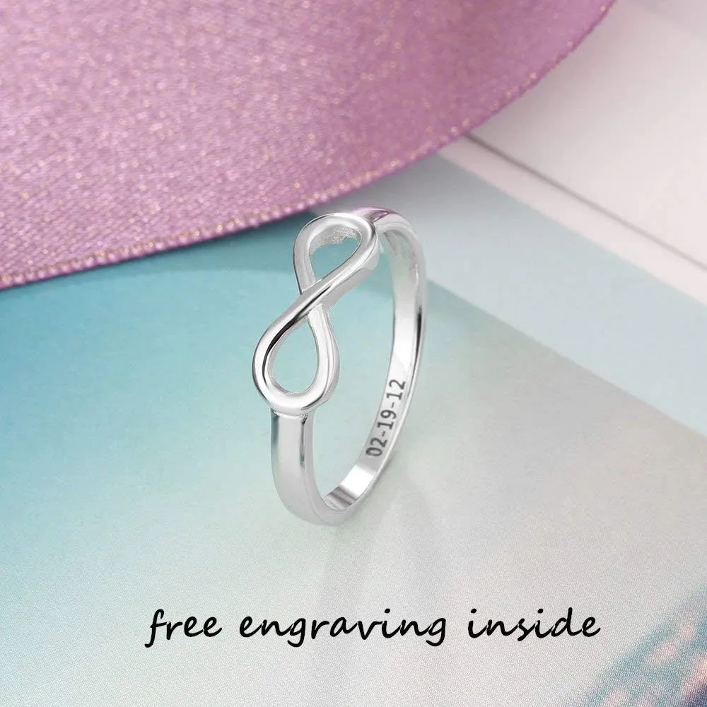 Personalized Infinity BFF Rings for Best Friends  Sterling Silver Custom Name Pinky Promise Rings for Women  Matching Friendship Rings & Unique Birthday Gifts for Girlfriend, Sister, or Bridesmaid