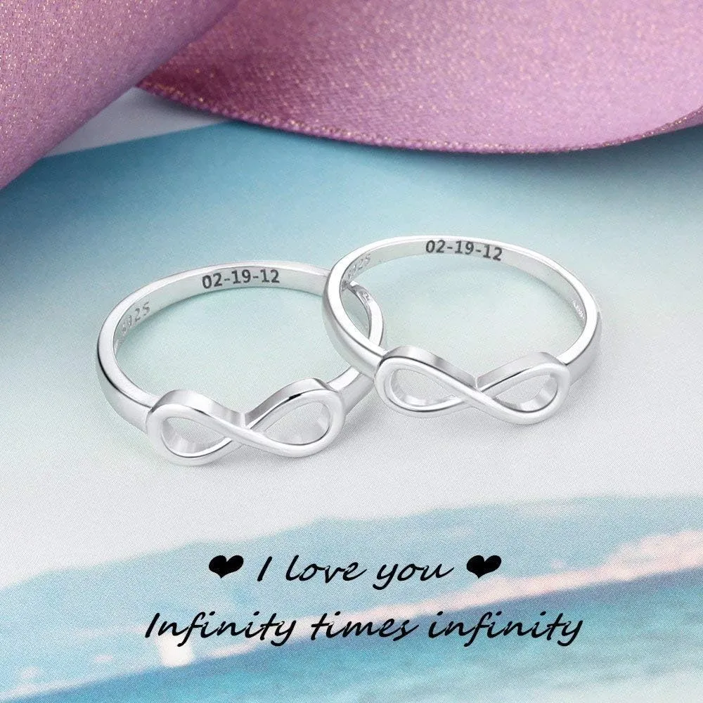 Personalized Infinity BFF Rings for Best Friends  Sterling Silver Custom Name Pinky Promise Rings for Women  Matching Friendship Rings & Unique Birthday Gifts for Girlfriend, Sister, or Bridesmaid
