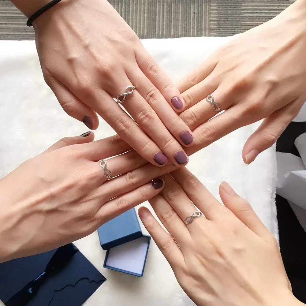 Personalized Infinity BFF Rings for Best Friends  Sterling Silver Custom Name Pinky Promise Rings for Women  Matching Friendship Rings & Unique Birthday Gifts for Girlfriend, Sister, or Bridesmaid