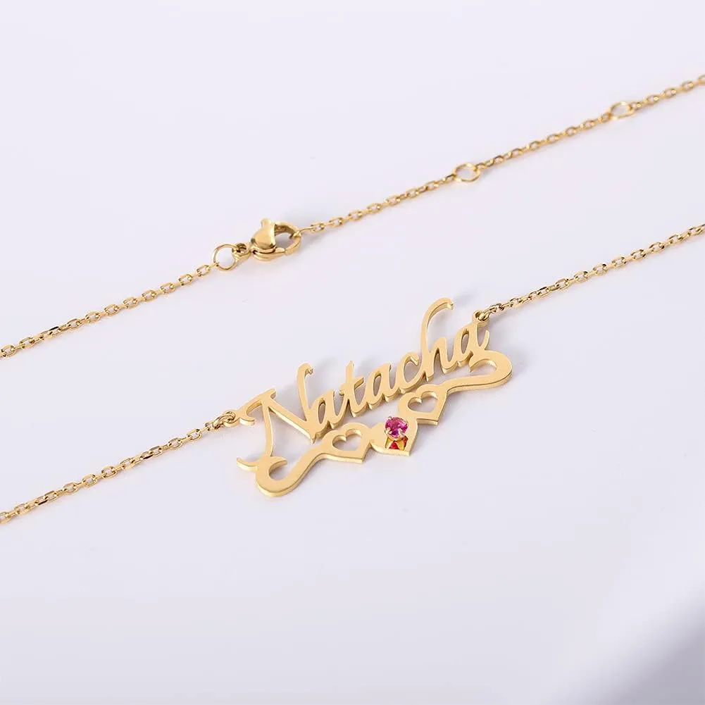 Personalized Name Necklace with Cuban/Figaro Chain, Dainty Customized Nameplate Necklaces for Women Men Custom Jewelry Christmas Birthday Gifts