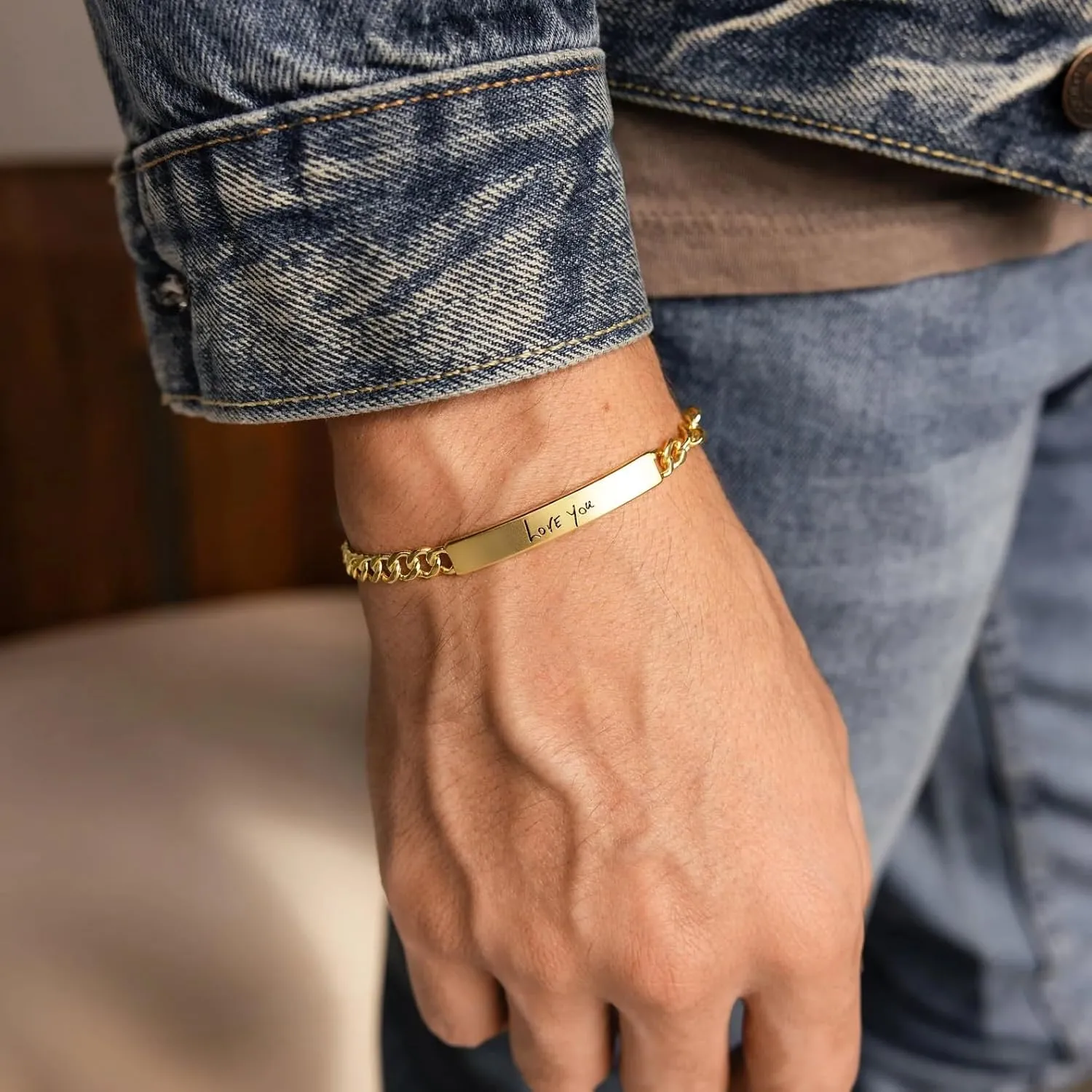Personalized Sterling Silver/Stainless Steel Bar ID Bracelet - Custom Engraved Inspirational Words, Dates or Names- Adjustable - Gift Box Included - Elegant Jewelry for Anniversary, Birthday, Weddings