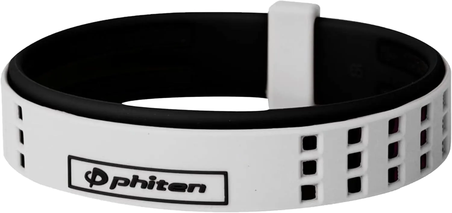 Phiten DUO Titanium Bracelet - Waterproof Sports Silicone Bracelet Wristband for Alternative Healing - Power Elastomer Zone with Micro Titanium Sphere