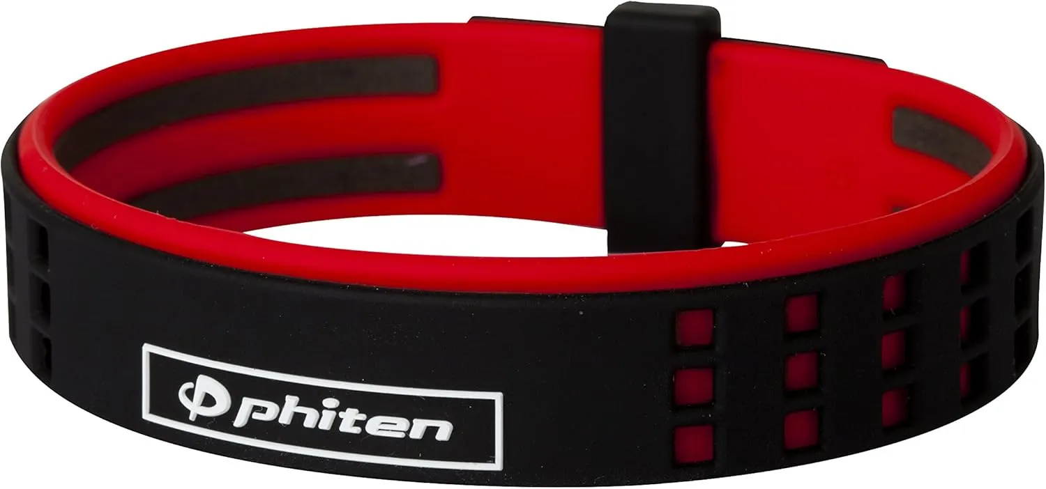 Phiten DUO Titanium Bracelet - Waterproof Sports Silicone Bracelet Wristband for Alternative Healing - Power Elastomer Zone with Micro Titanium Sphere
