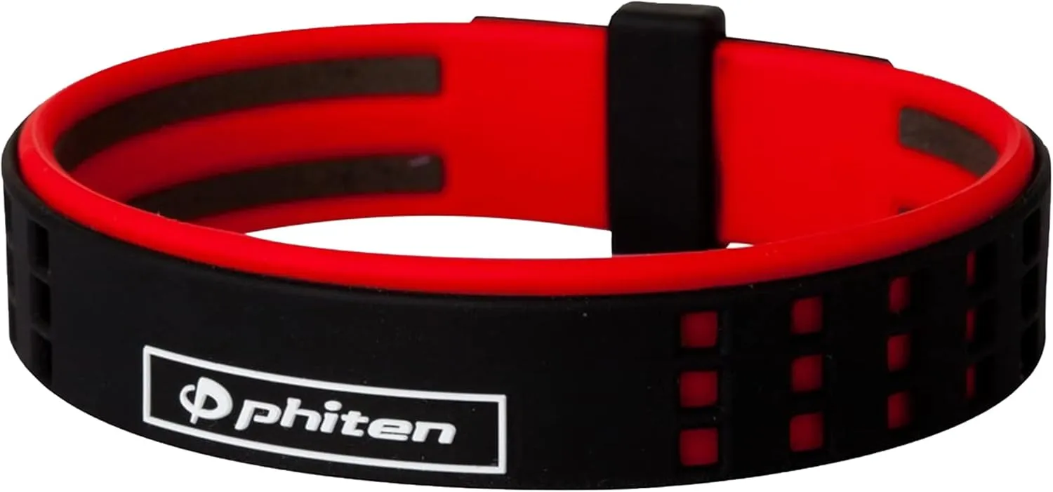 Phiten DUO Titanium Bracelet - Waterproof Sports Silicone Bracelet Wristband for Alternative Healing - Power Elastomer Zone with Micro Titanium Sphere