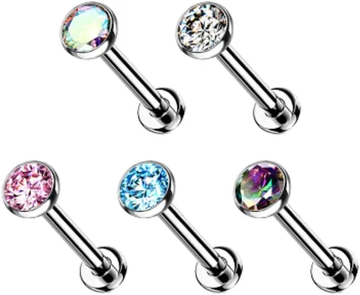 Pierced Owl - 20G Extra Petite 6mm Barbell Implant Grade Titanium Threadless Push-in 2mm Crystal Flat Back Stud