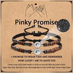Pinky Promise Distance Matching Lovely Charm Bracelets Relationship Gifts for Mom and Daughter/Son Best Friends Couples Girlfriend Boyfriend Family Birthday Easter Baptism Gifts