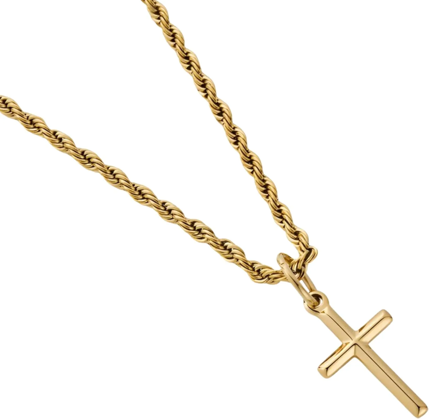 Planet '79 18K Gold Cross Necklace for Men | Men's Gold Plated Cross Necklace with 20" Chain and Pendant | Gold Jewelry Gift For HIm