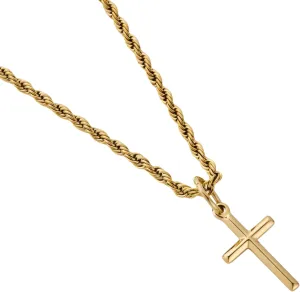 Planet '79 18K Gold Cross Necklace for Men | Men's Gold Plated Cross Necklace with 20" Chain and Pendant | Gold Jewelry Gift For HIm