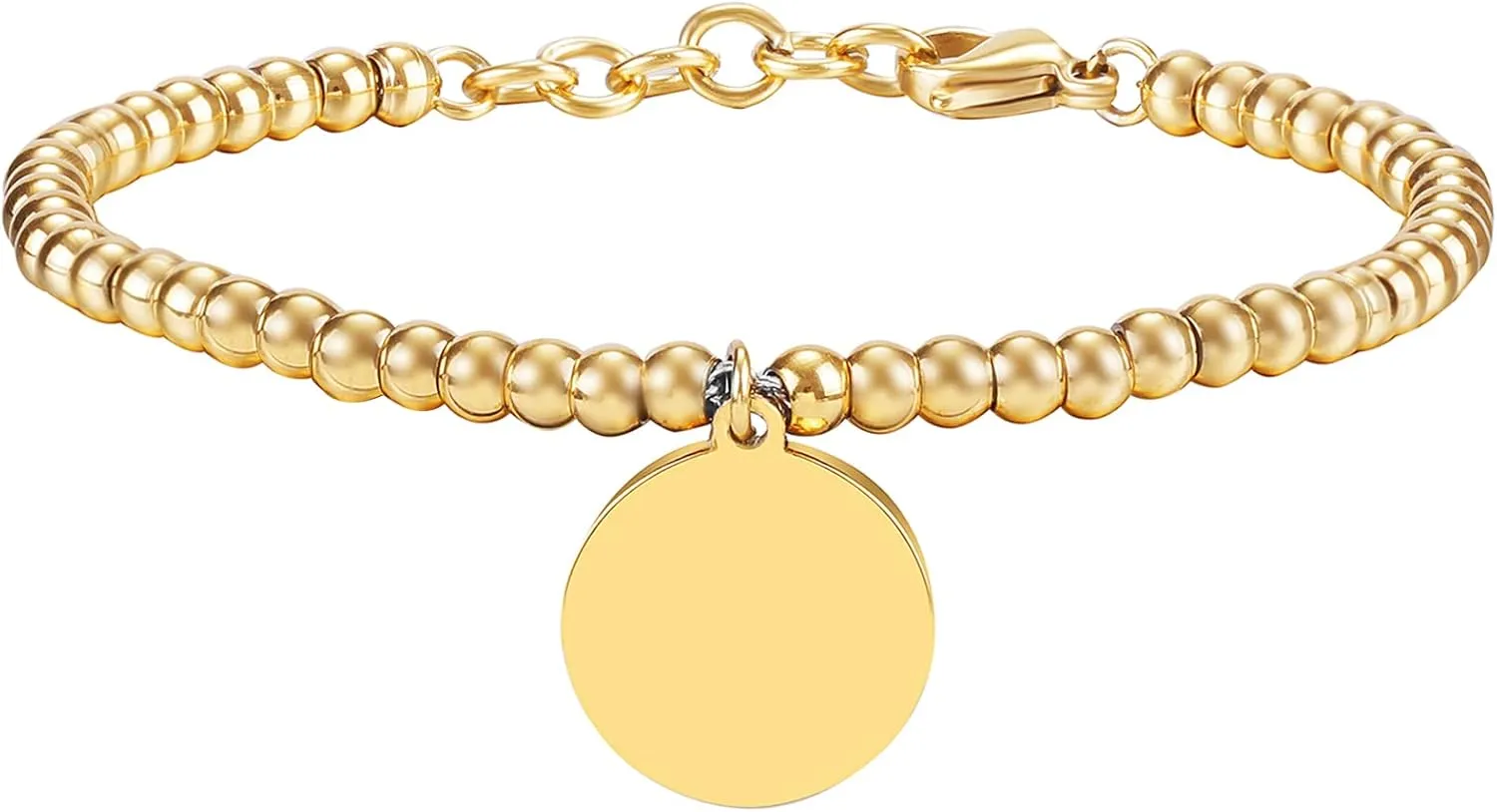 Polished Women Ladys Stainless Steel Beaded Chain BFF Friendship Charms Bracelet Gold Color Unique Delicate Jewelry Accessories, 1, Silver