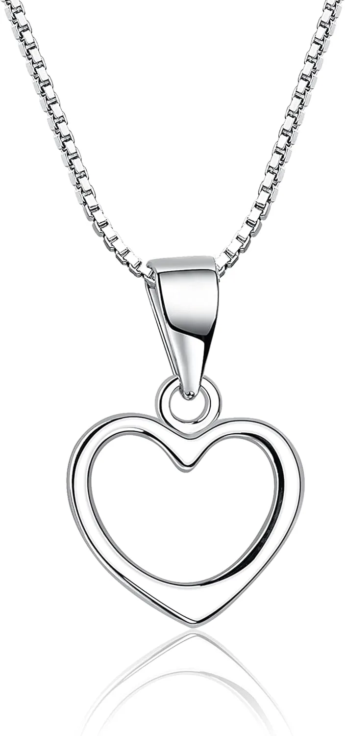 Precious Pieces Girl's Sterling Silver Necklace with Open Heart Charm