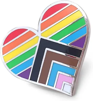 Progress Flag Heart Pin Inclusive Pride Pin LGBTQ Gay Diversity Flag Enamel Pin Decoration For Clothes And Bags