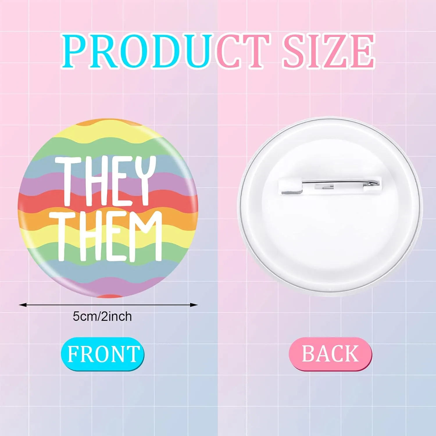 Pronoun Badges Pins Gender Identity Pins They/them,she/her, He/him Pronoun Pin Buttons, Multiple Colors