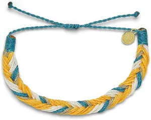 Pura Vida Fishtail Braid String Bracelet - 100% Waterproof, Adjustable Band - Plated Brand Charm