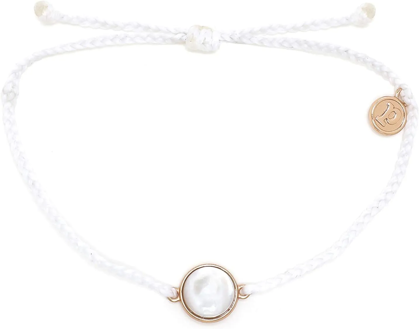 Pura Vida Rose Gold Mother of Pearl Bracelet - Plated Charm, Adjustable Waterproof Band