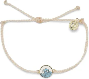 Pura Vida Silver or Gold Make Waves Bracelet - 100% Waterproof, Adjustable Band - Plated Brand Charm