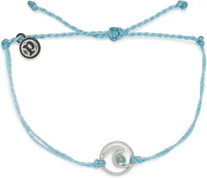 Pura Vida Silver or Gold Shimmering Wave Bracelet - 100% Waterproof, Adjustable Band - Plated Brand Charm