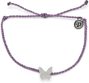 Pura Vida Silver or Rose Gold Butterfly in Flight Bracelet - 100% Waterproof, Adjustable Band - Plated Brand Charm