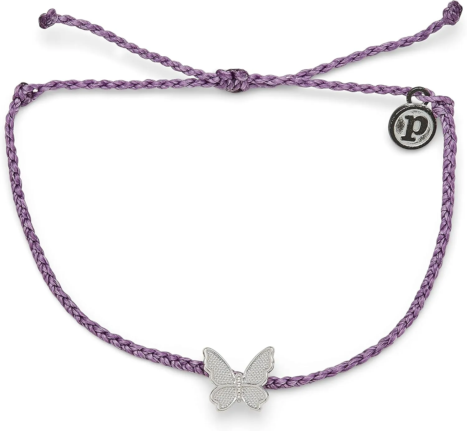 Pura Vida Silver or Rose Gold Butterfly in Flight Bracelet - 100% Waterproof, Adjustable Band - Plated Brand Charm