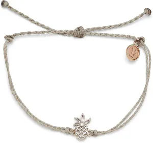 Pura Vida Silver or Rose Gold Open Pineapple Bracelet - 100% Waterproof, Adjustable Band - Plated Brand Charm