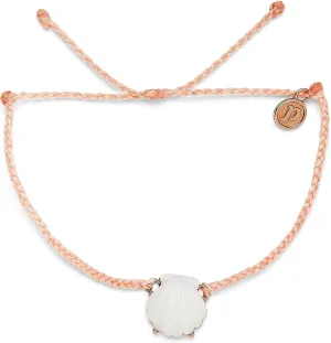 Pura Vida Silver or Rose Gold-Plated Grande Shell Bracelet - Adjustable Band, Brand Charm