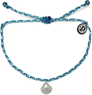 Pura Vida Silver or Rose Gold-Plated La Concha Bracelet - Adjustable Band, Coated Brand Charm