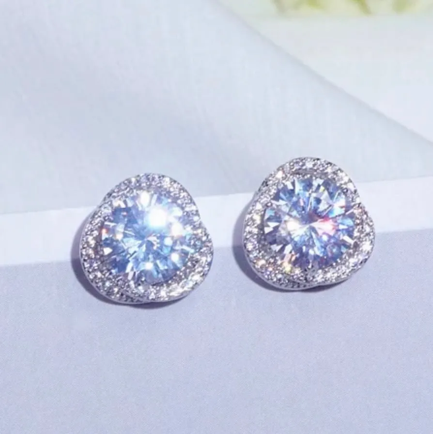 "Lou" - CZ Bridal Stud Earrings - Available in Gold and Silver