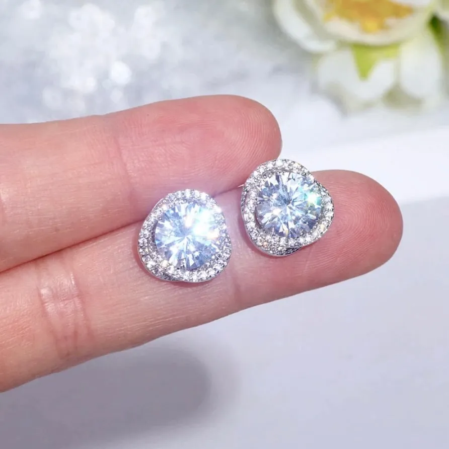 "Lou" - CZ Bridal Stud Earrings - Available in Gold and Silver