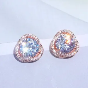 "Lou" - CZ Bridal Stud Earrings - Available in Gold and Silver