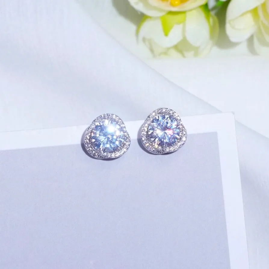 "Lou" - CZ Bridal Stud Earrings - Available in Gold and Silver