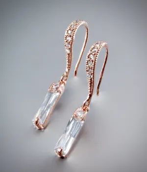 "Swan" - Rose Gold Cubic Zirconia Bridal Earrings