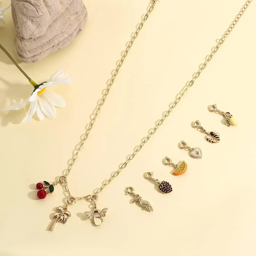 Rambling Rose 14K DIY Necklace,Beach by the Sea Gold Shell Pendant Necklaces Holiday Necklace Fruit Necklace For Women