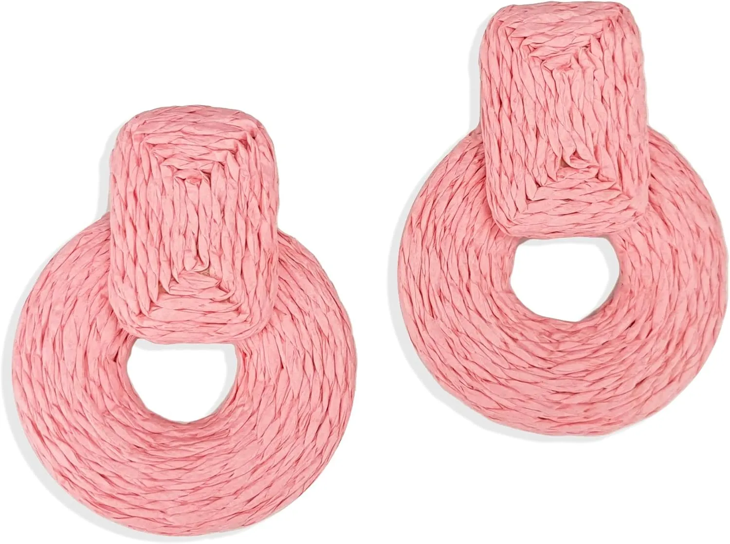 Rattan Statement Earrings for Women Boho Straw Braid Drop Dangle Earrings for Womens Beach Vacation Outfits
