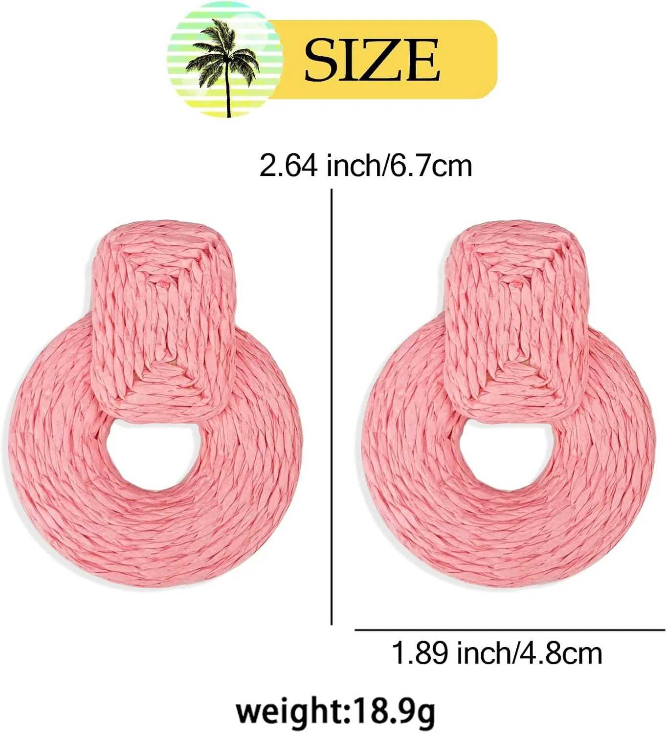 Rattan Statement Earrings for Women Boho Straw Braid Drop Dangle Earrings for Womens Beach Vacation Outfits