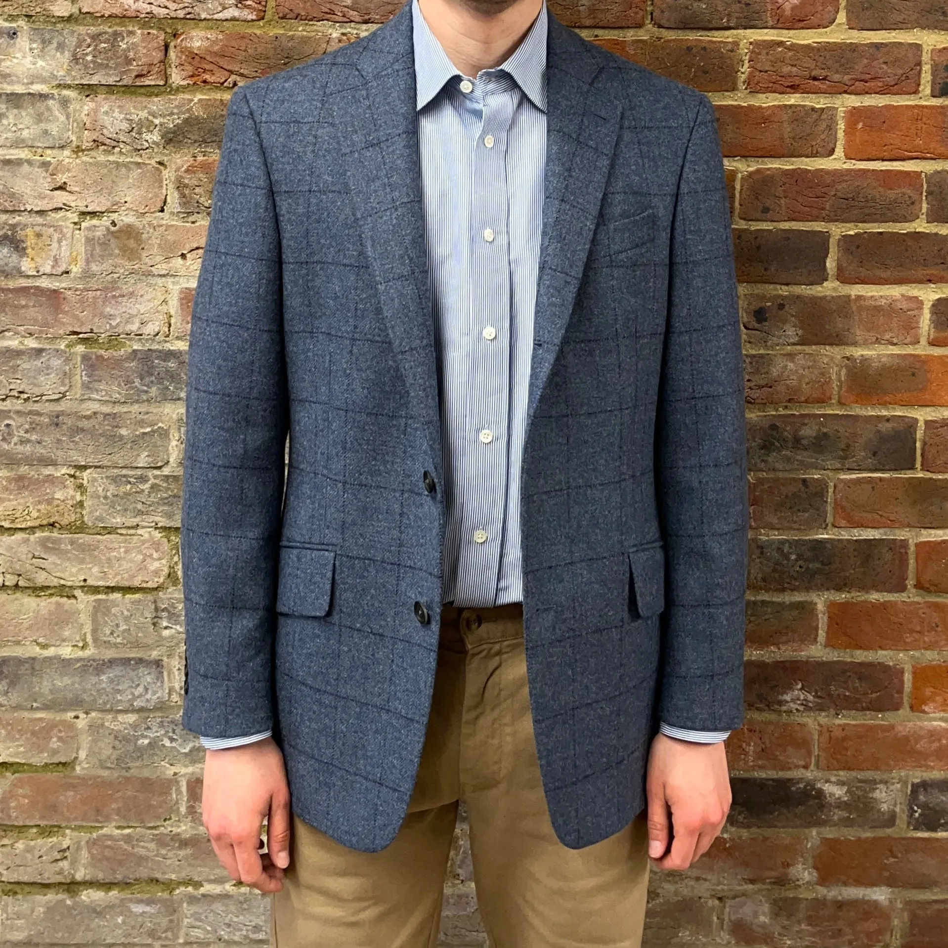 Regent - 'Max' Jacket - Blue with Overcheck Wool 310g - Marton Mills