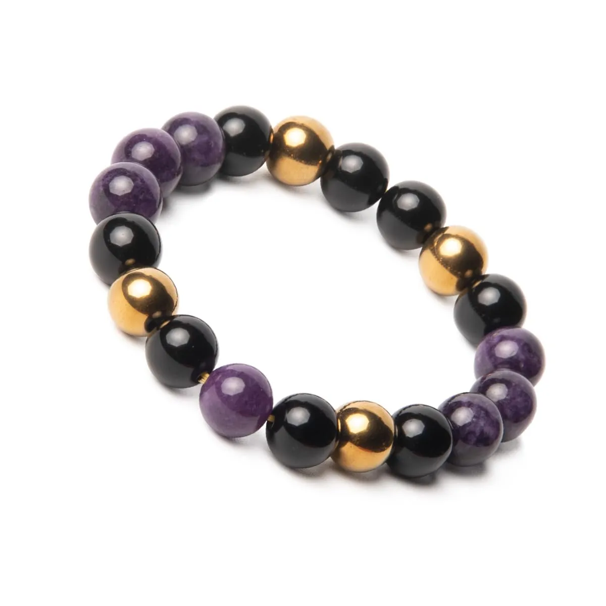 Relieve Anxiety Bring Serenity Powerful Bracelet-10mm Charoite Obsidian Hematite Beaded Bracelets- Gifts for Men Women Boy Girl Dad Mom Son Daughter Couple Birthday