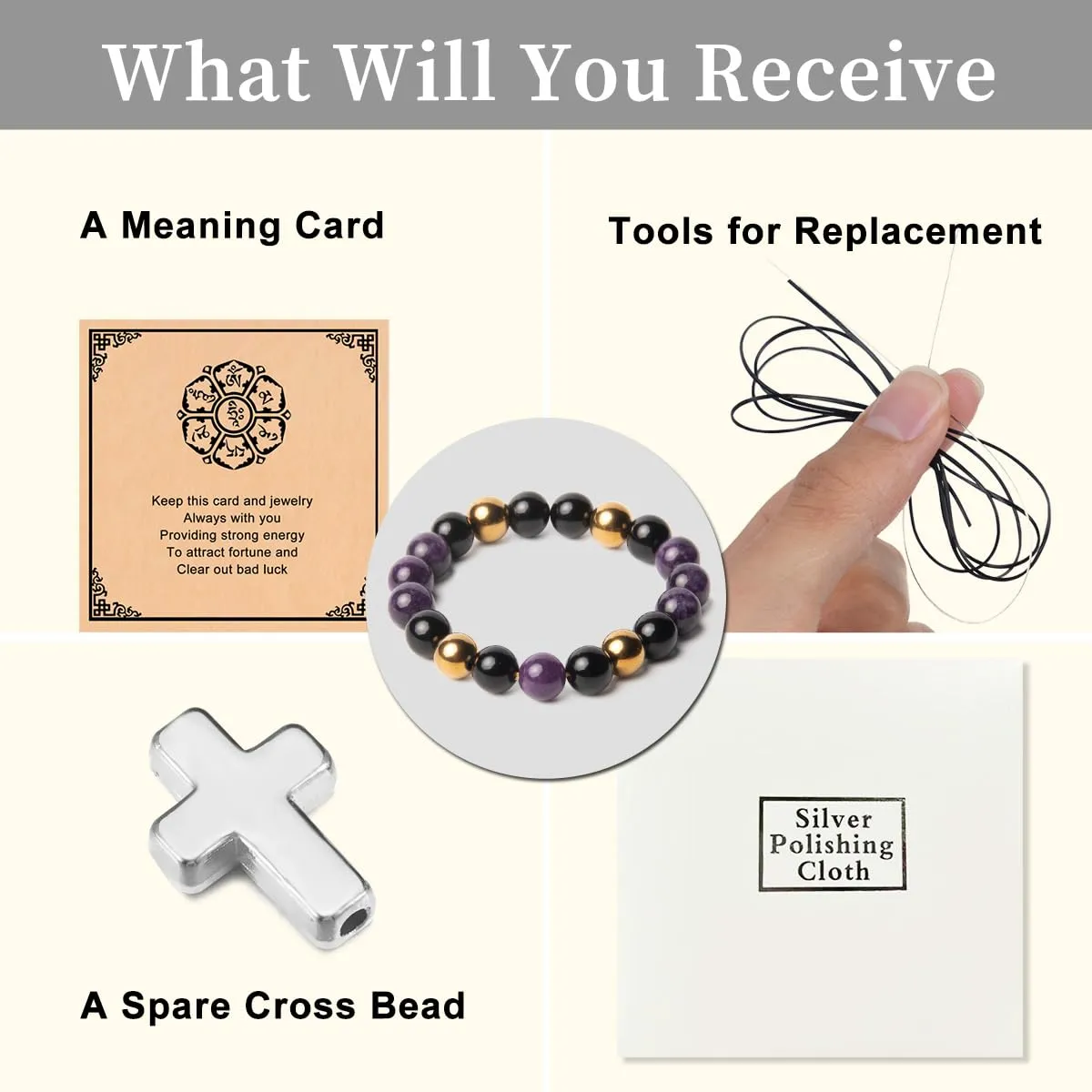 Relieve Anxiety Bring Serenity Powerful Bracelet-10mm Charoite Obsidian Hematite Beaded Bracelets- Gifts for Men Women Boy Girl Dad Mom Son Daughter Couple Birthday